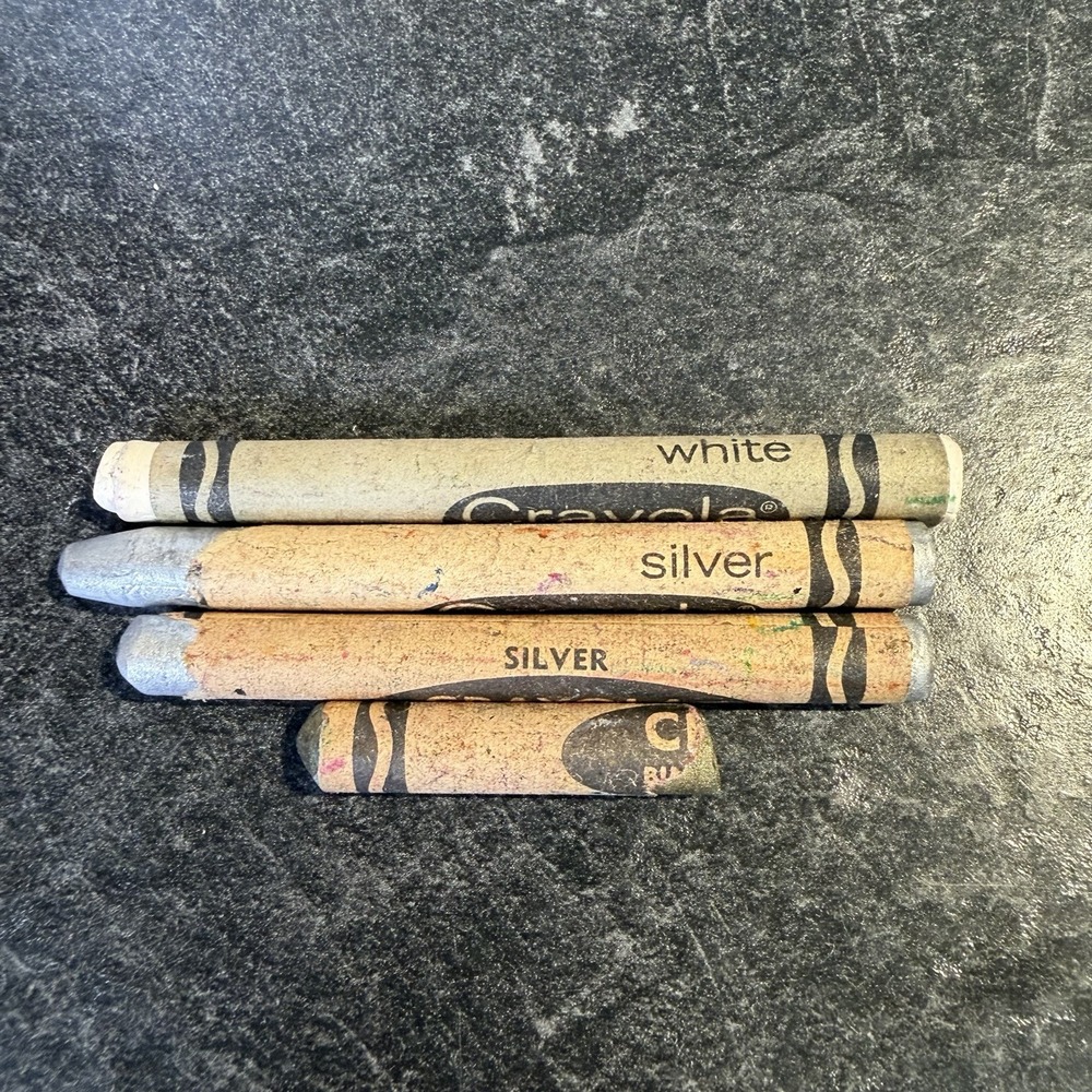 Vtg Crayola Crayons Binney & Smith White Silver Gold Retired